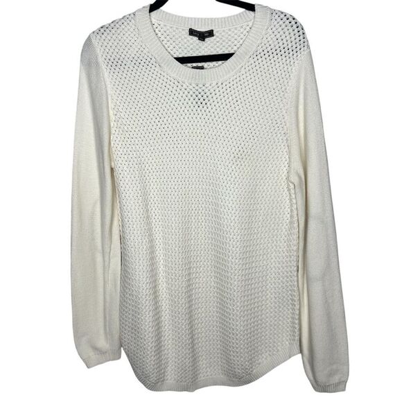 Lety & Me Sweaters - New! Lety & Me Josey Elbow Patch Crew Neck Knit White Women’s Sweaters Sz XL